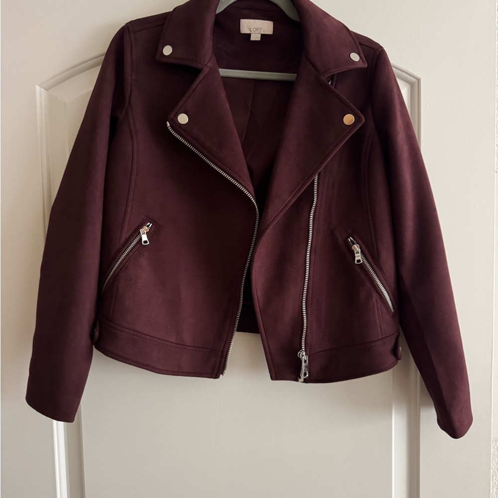 LOFT Deep Burgundy Leather Jacket